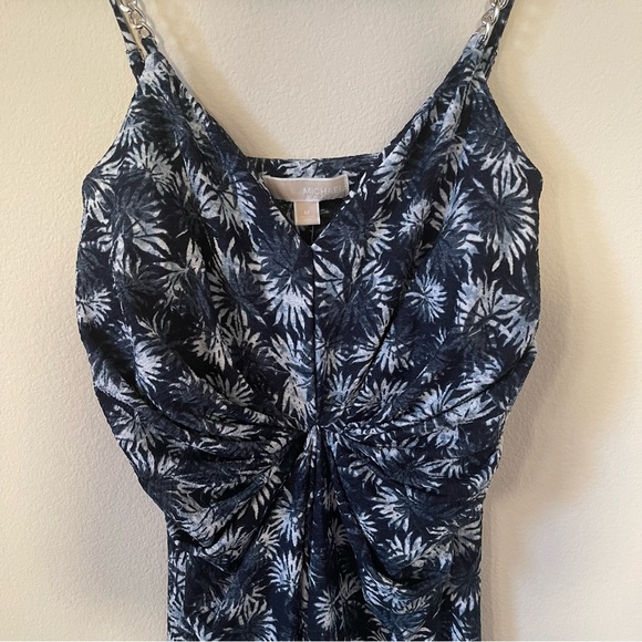 NWT Michael Kors Palm-Print Midi Dress with chain straps size M - Picture 7 of 15